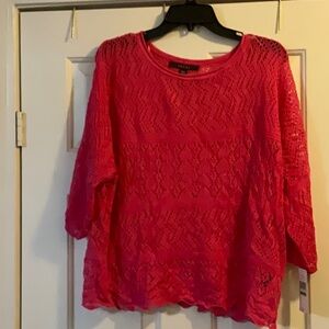 Pink crochet pullover sweater